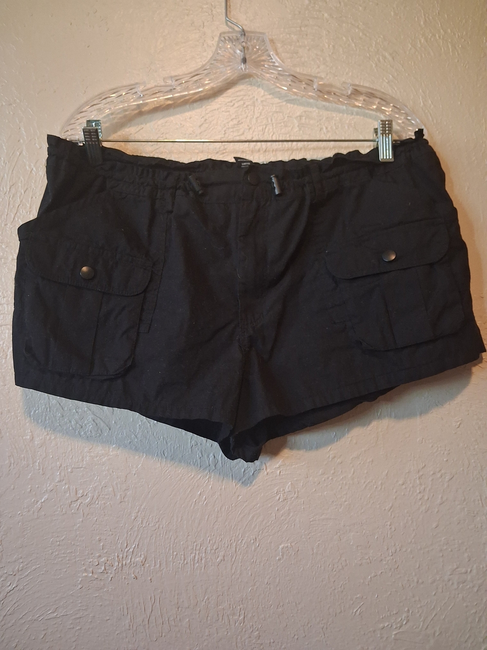 Charlotte Russe Black Cargo Shorts with Snap Flap Pockets